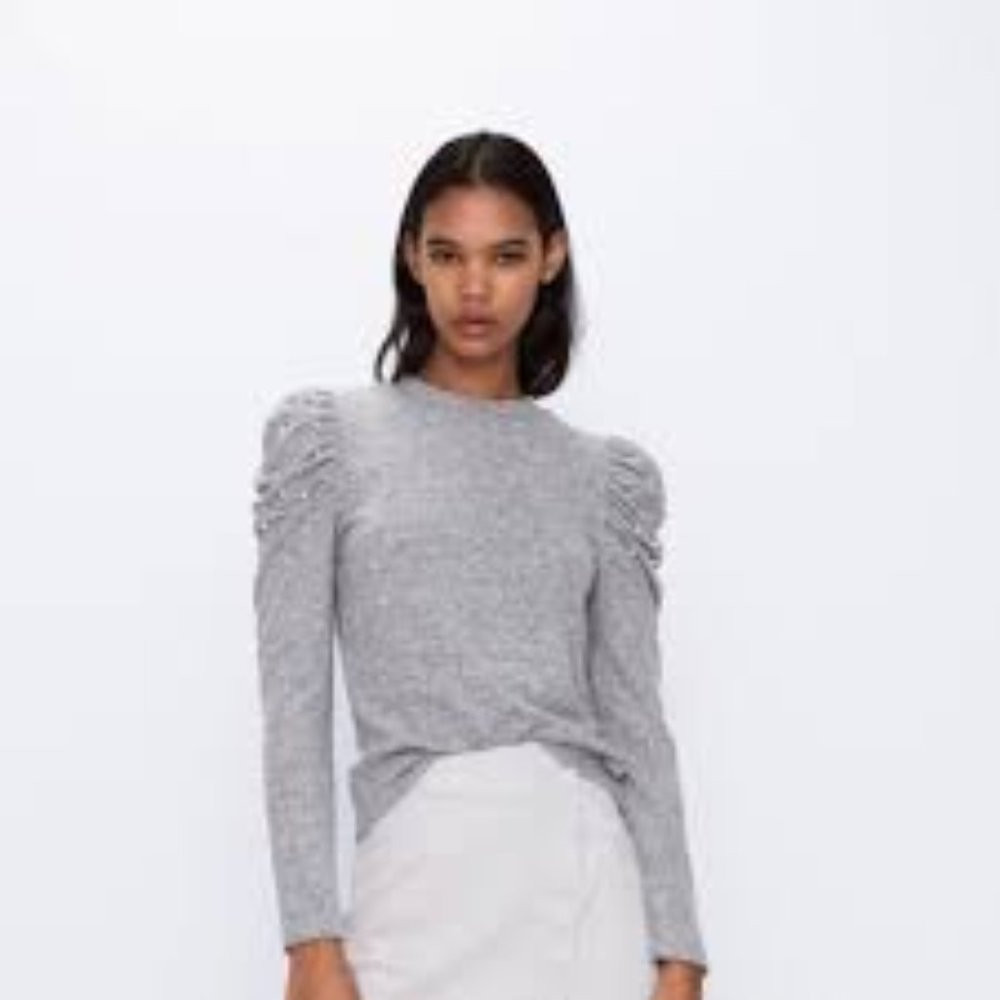 Zara Grey Sweater with Pearls